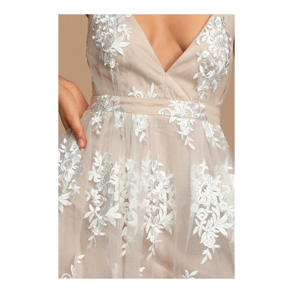 LULU'S♡  Lace Backless White Lace Backless Skater Dress - Picture 8 of 9